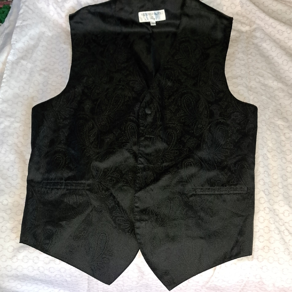 VESUVIO NAPOLI Italian Black Paisley Vest Size S